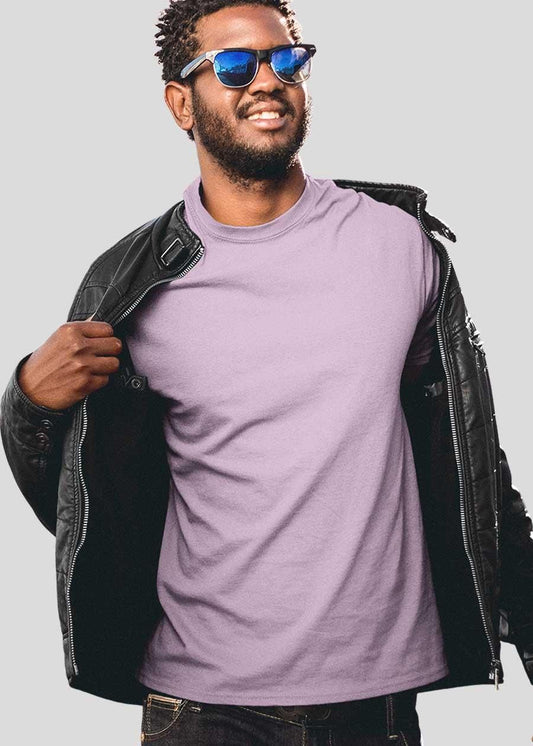 Teeshut Lilac Mens Solid Half Sleeves T-shirt